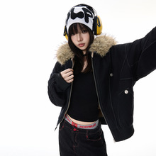 橙绢女装#座山雕冬季棉服外套女加厚毛领小个子派克服短款棉衣服