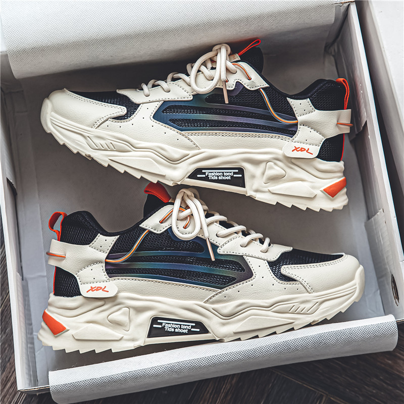 男鞋夏季2024新款百搭網面透氣青少年增高運動休閒跑步老爹潮鞋男