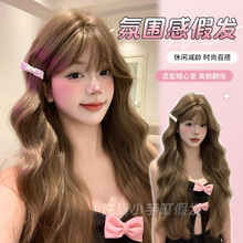 小芋町假发女长卷发齐刘海假发蜜茶亚麻自然逼真全头套式假发