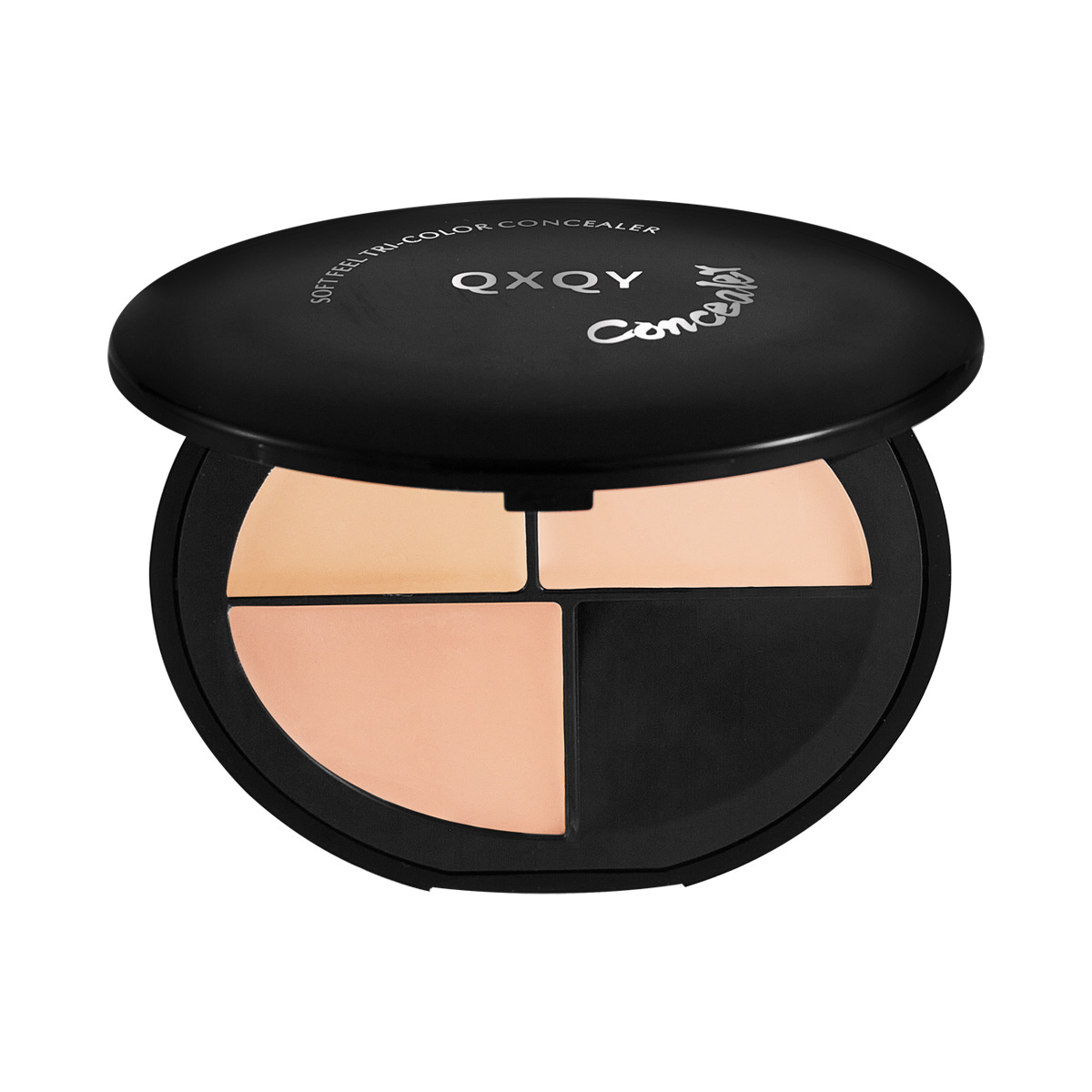 QXQY Corrector de tres colores suave, modificación tridimensional natural, tono de piel opaco, círculos oscuros, marcas de acné, maquillaje base impecable