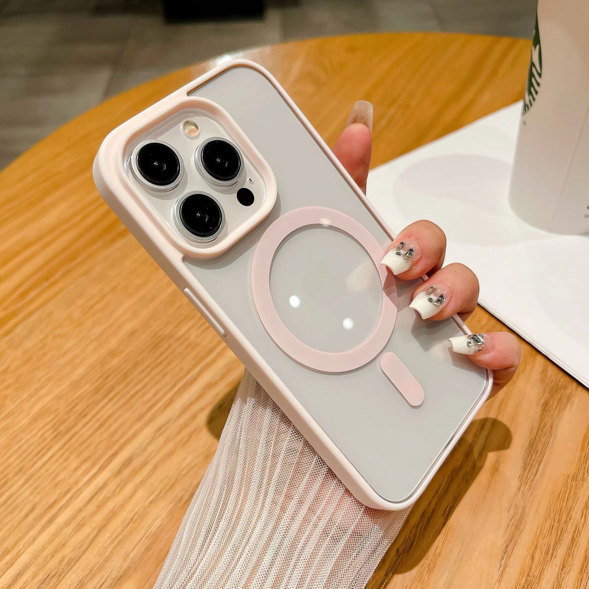 Apple 16 cep telefonu kılıfı şeffaf manyetik iPhone 15 promax koruyucu kapak buzlu akrilik 14 basit uyumlu