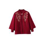 中老年女装秋冬新款针织两件套上衣开衫婚宴喜婆婆绣花妈妈装外套，女装套装/套裙，妃慕昵服饰