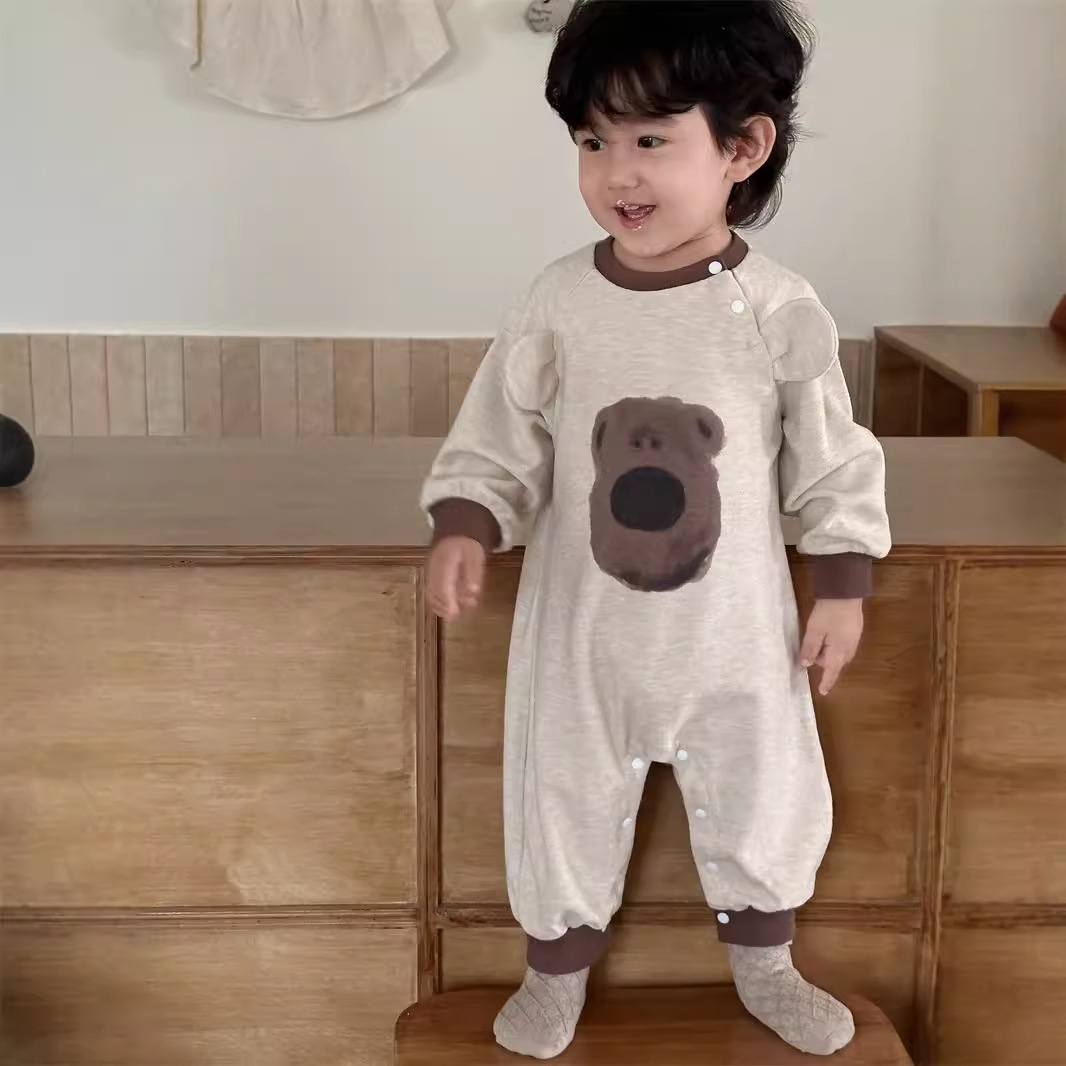 Ropa de bebé de otoño bolsa de bebés 2024 ropa de otoño ropa infantil coreana ropa de bebés cabeza de oso unido chaqueta