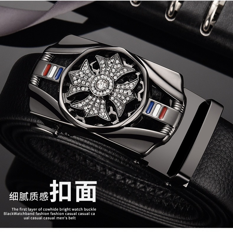 High-End Time-To-Turning Belt Men's Student Automatic Buckle Belt Young and Middle-Aged Trouser Belt New Jeans Belt Popular
