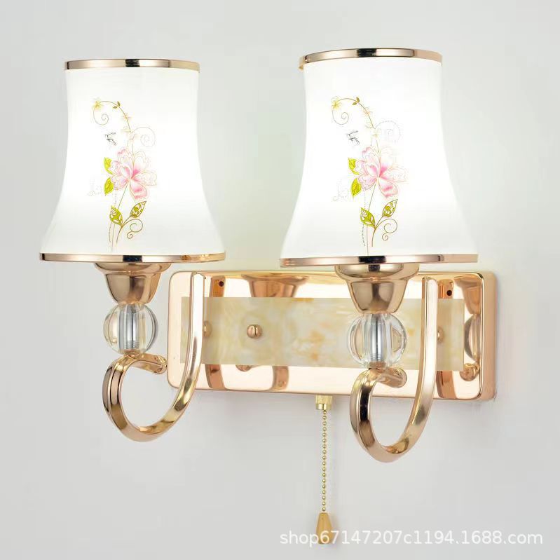 Golden wall lamp bedroom bedside lamp warm simple modern glass living room stairs aisle dining room single head wall lamp Golden wall lamp bedroom bedside lamp warm simple modern glass living room stairs aisle dining room single head wall lamp