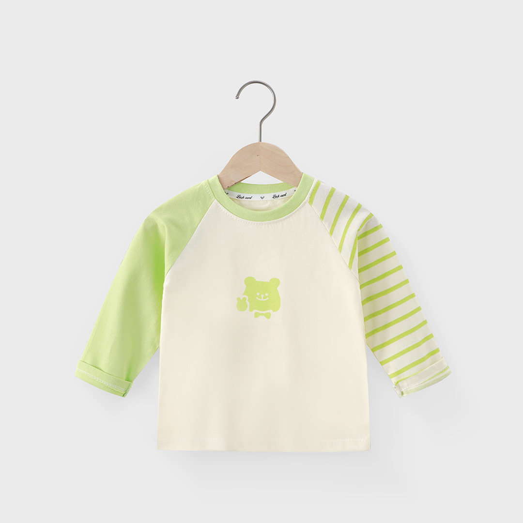 2025 nueva camiseta de algodón para niños camisas de algodón para niños de manga larga una sola pieza de ropa de algodón para mujeres de clase A dibujos animados para niños de moda