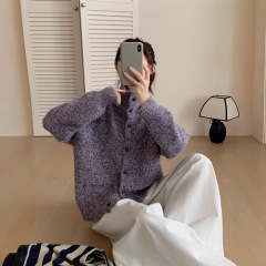 复古高领软糯针织开衫女韩版秋冬新款宽松休闲百搭显瘦慵懒毛衣潮