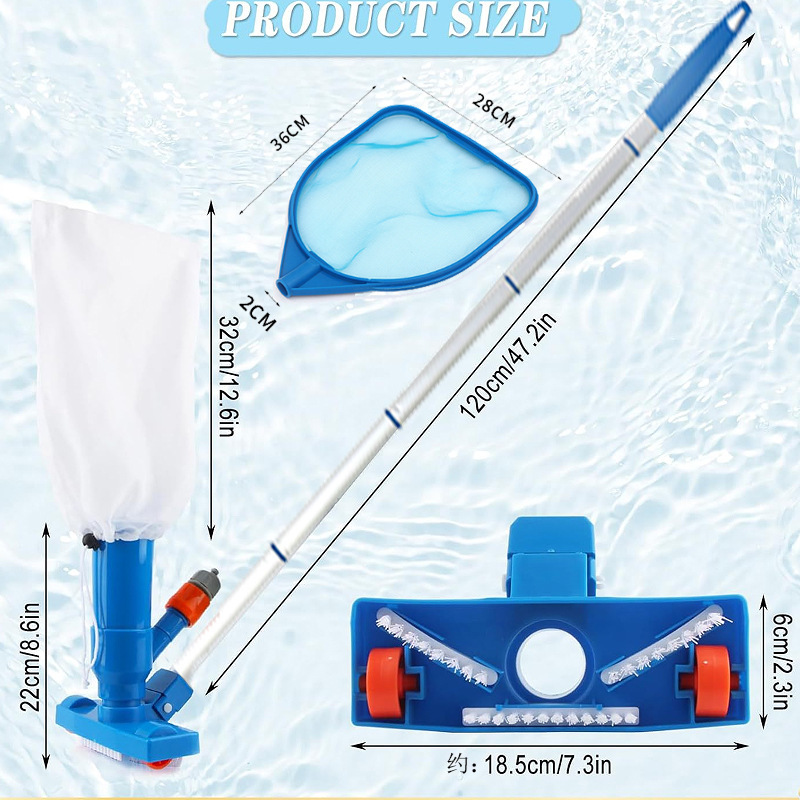 Cross-Border Swimming Pool Cleaning Tool Set, Swimming Pool Vacuum Jet Cleaning Tool, Underwater Suction Head, Shallow Water Leaf Net Cross-Border Swimming Pool Cleaning Tool Set, Swimming Pool Vacuum Jet Cleaning Tool, Underwater Suction Head, Shallow Water Leaf Net