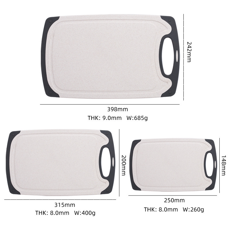 Junta de tres piezas set sésamo tablero de corte tablero de escritorio nuevo material PP tablero de plástico fábrica de paja de trigo suministro directo