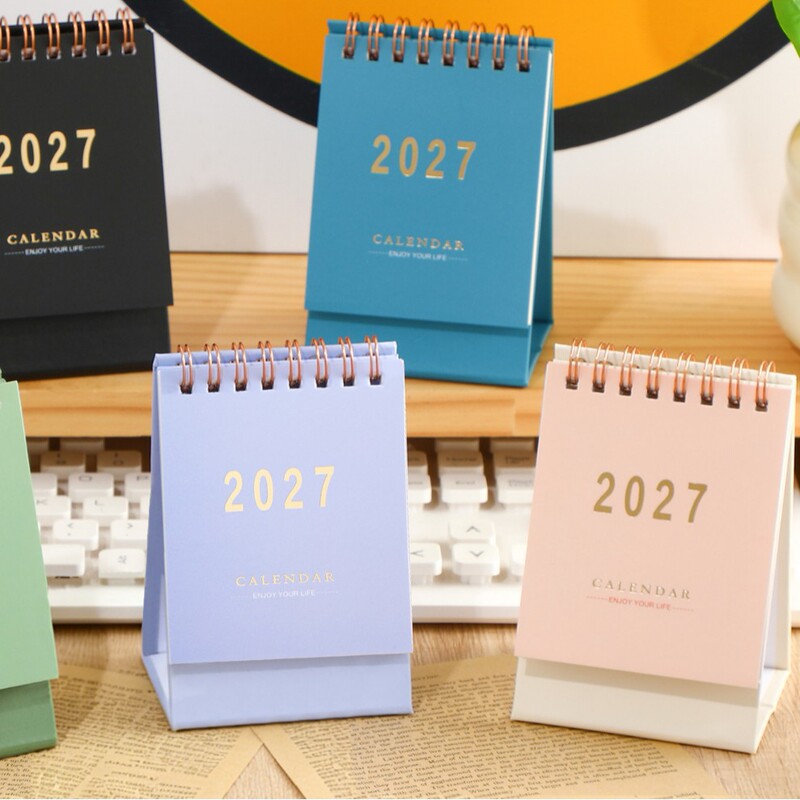 Cross-Border English Small Desk Calendar 2027 Simple Solid Color Morandi Calendar Desktop Memo Note Message Small Ornament