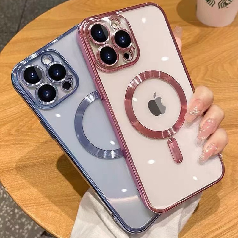 Electroplated Magnetic Case Suitable for Apple 17Pro Protective Case with Built-In Lens Film Tpu Soft Case Iphone14 Phone Case Electroplated Magnetic Case Suitable for Apple 17Pro Protective Case with Built-In Lens Film Tpu Soft Case Iphone14 Phone Case