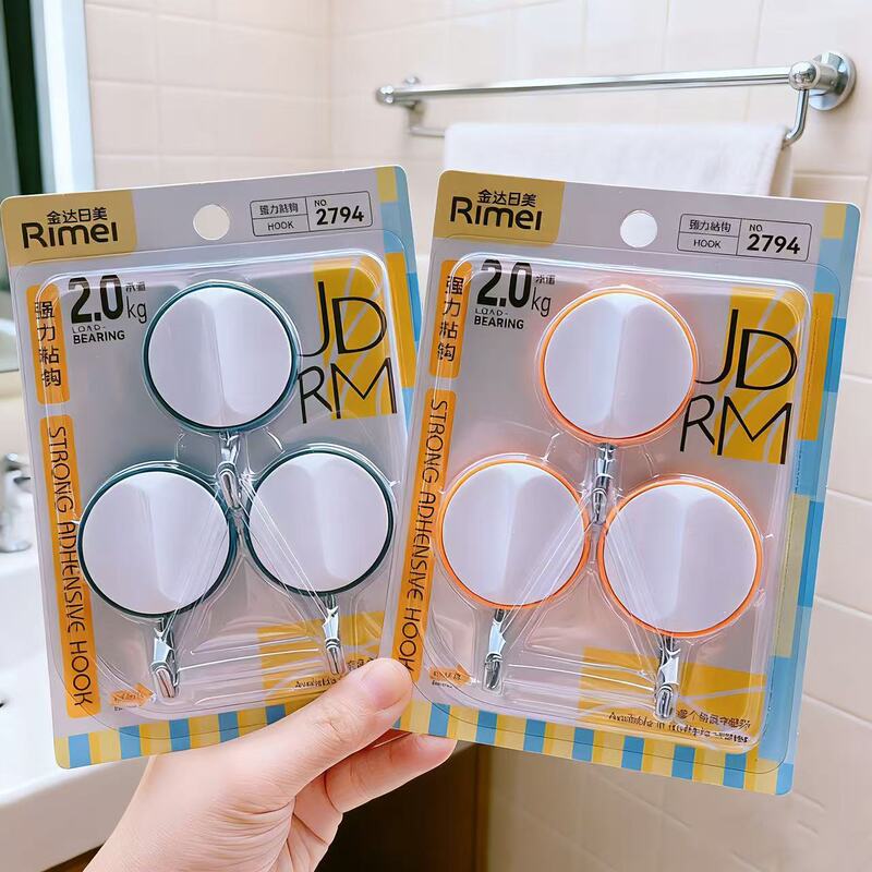 Jindarimei Adhesive Hooks, Traceless Hooks, Strong Hooks for Bathroom, Kitchen, Tiles, Glass, No Nails, No Drilling, Adhesive Hooks