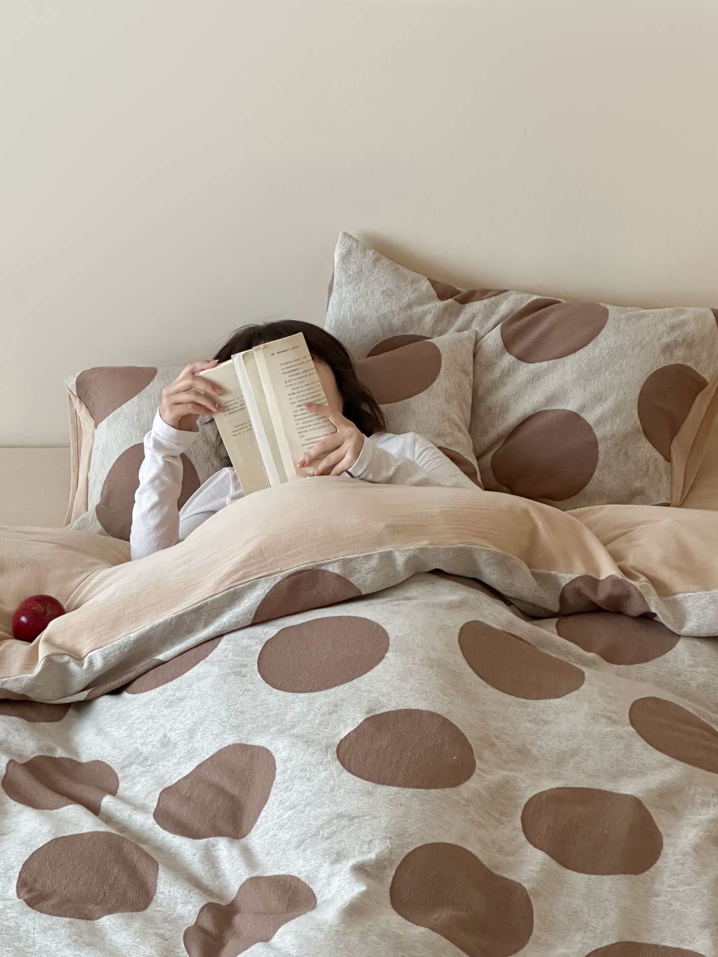 Conjunto de capa de edredão jacquard com bolinhas verde retro_voghion.com