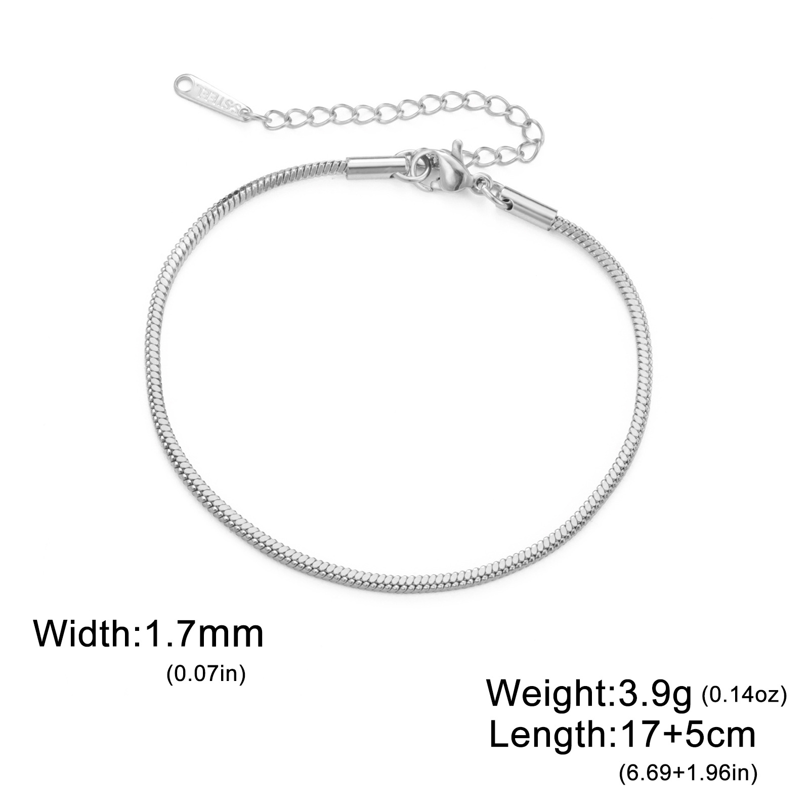 스틸 컬러 2MM 사각 소프트 스네이크 체인