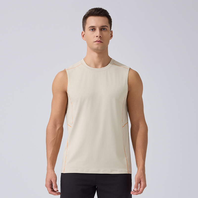 Chalecos deportivos transfronterizos maratón de verano sólido camiseta sin mangas entrenamiento de fitness rápido seco y transpirable chaleco masculino