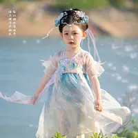 Новинка 2025 года, детское платье Luoshen Hanfu для девочек в китайском стиле с рюшами, платье супер феи принцессы, летнее платье с короткими рукавами.