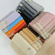 韩系冬季新款双面双色仿羊绒围巾女保暖情侣高级感纯色百搭披肩厚