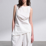 跨境工厂直销精品女装夏季收腰无袖不规则开叉高级感上衣250375