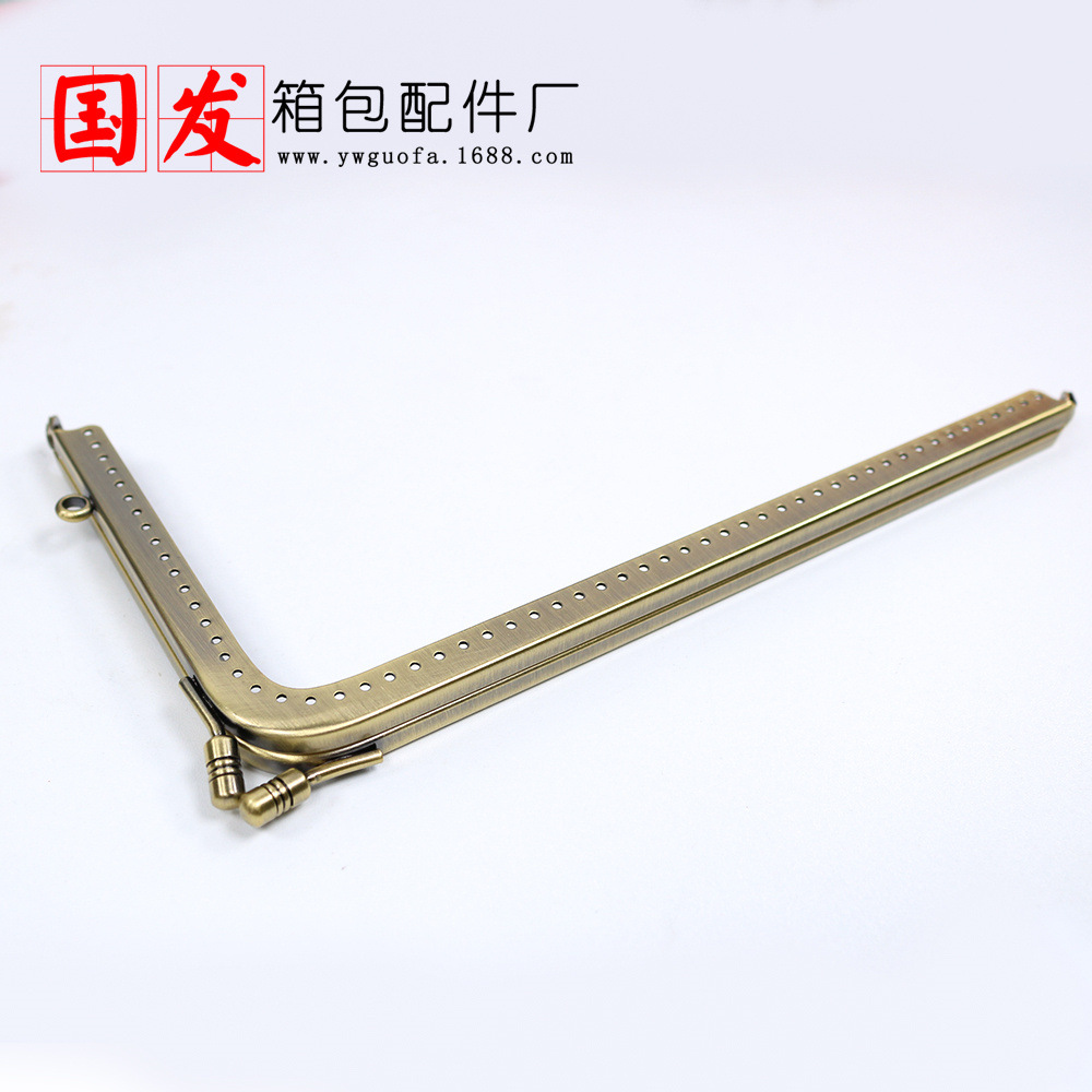 14.5-16.5-18.5cm de ángulo recto liso 7 en forma de L boca oro bronce bolso de teléfono móvil