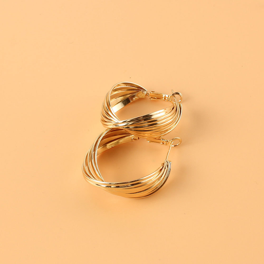 Simple Alloy Geometric Winding Small Earrings Wholesale Jewelry Nihaojewelry display picture 4
