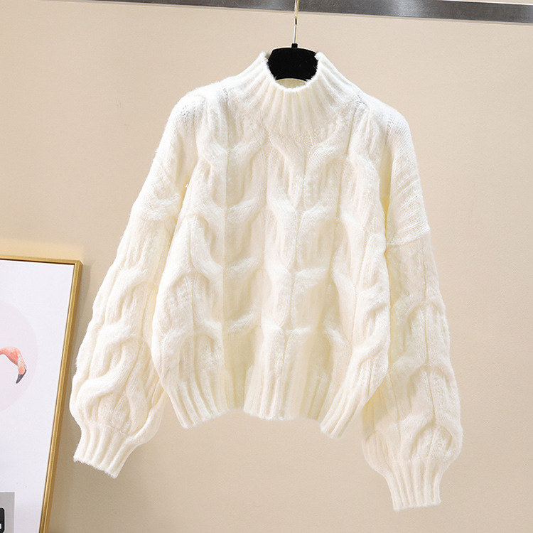 Suéter de las mujeres linterna manga giro desgaste exterior perezoso estilo Otoño y ropa de invierno 2023 nuevo estilo coreano suéter grueso Suelto