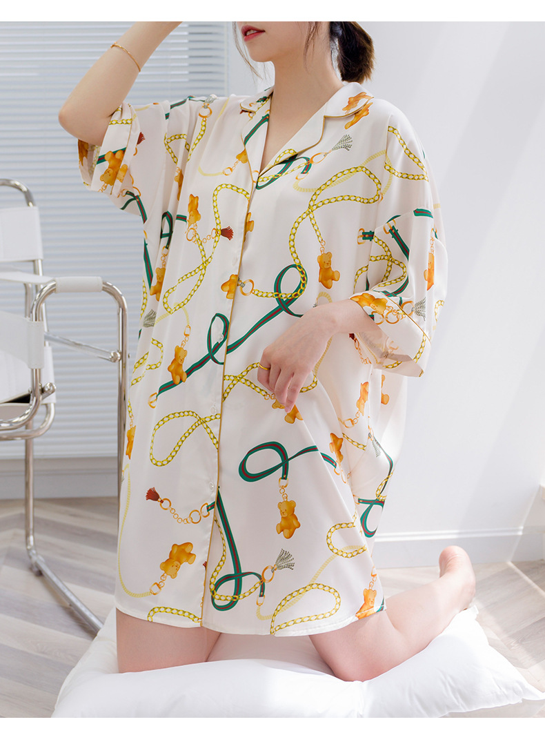 Nihaojewelry Wholesale Satin Chiffon Loose Printed Pajamas display picture 5