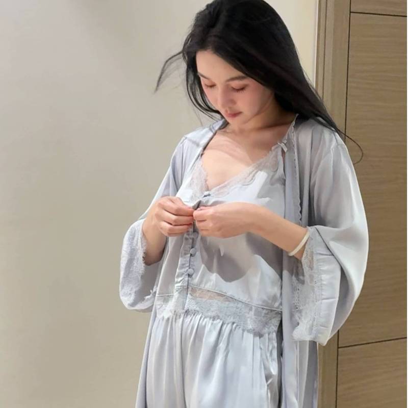 SLEEP LU genuine goods "Romance" French Lace Sling Pajamas Women's Pure Desire Home Clothes Three-Piece Set