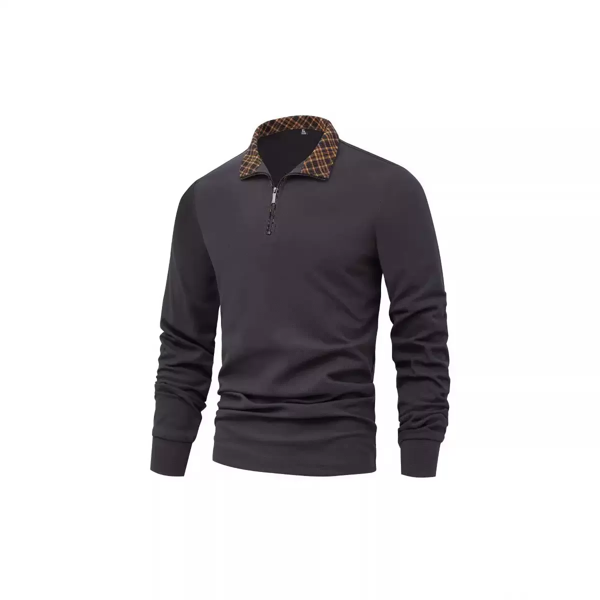 2025秋冬季长袖POLO衫男轻商务翻领高品质拉链立领长袖内搭休闲上