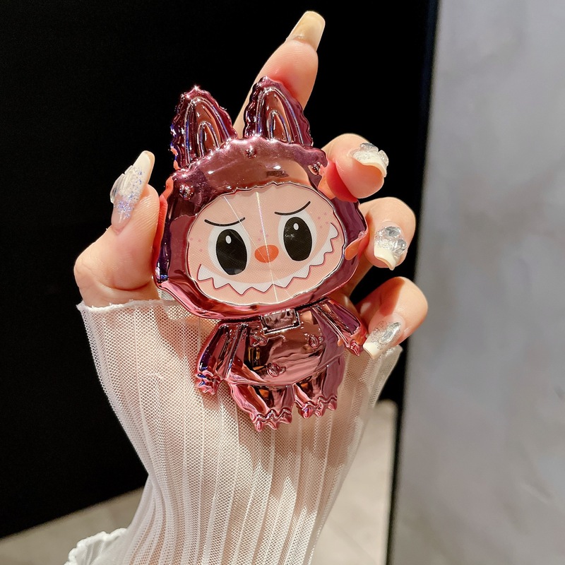 漫画ラブブメイクアップミラーバック携帯電話ホルダー新しい水平および垂直サポートデスクトップ携帯電話ケースホルダー女性用|undefined