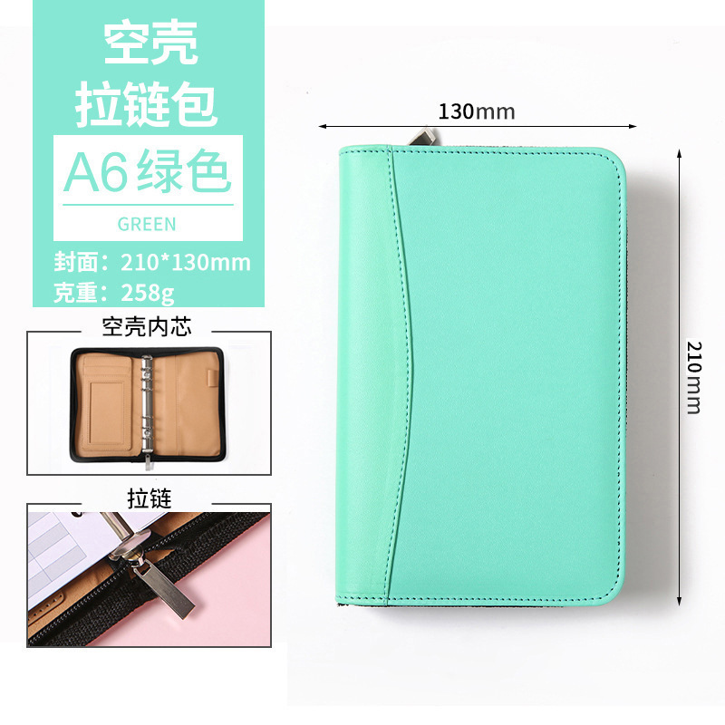 Bolso al por mayor de la cremallera del diario de las hojas sueltas del negocio del color sólido con el logotipo impreso de la libreta multifuncional de la calculadora