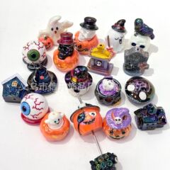 穴付き樹脂ハロウィンシリーズ立体漫画ビーズペン携帯電話チェーン diy 手作りジュエリーペンダント素材