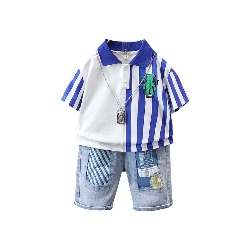 3371 ropa de los niños ropa de verano traje 2023 nuevo Polo verano estilo occidental niños guapo manga corta estilo coreano