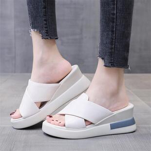 Large Size One-Line Sandals for Women 2025 Summer New Thick-Soled Slippers for Women Platform Wedge Fashion High-Heeled Slippers