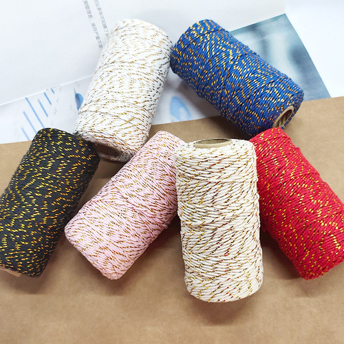 Colored cotton rope with gold thread about 90 meters/roll DIY cotton bundled braided cotton rope, thin rope for wrapping rice dumplings
