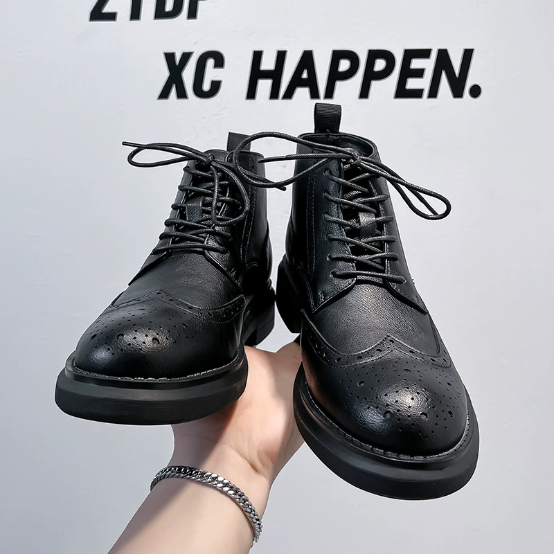 Брок мужская резьба Британские мужские сапоги красивые, высокие сапоги Martin сапоги бизнес-парикмахер 8183-A