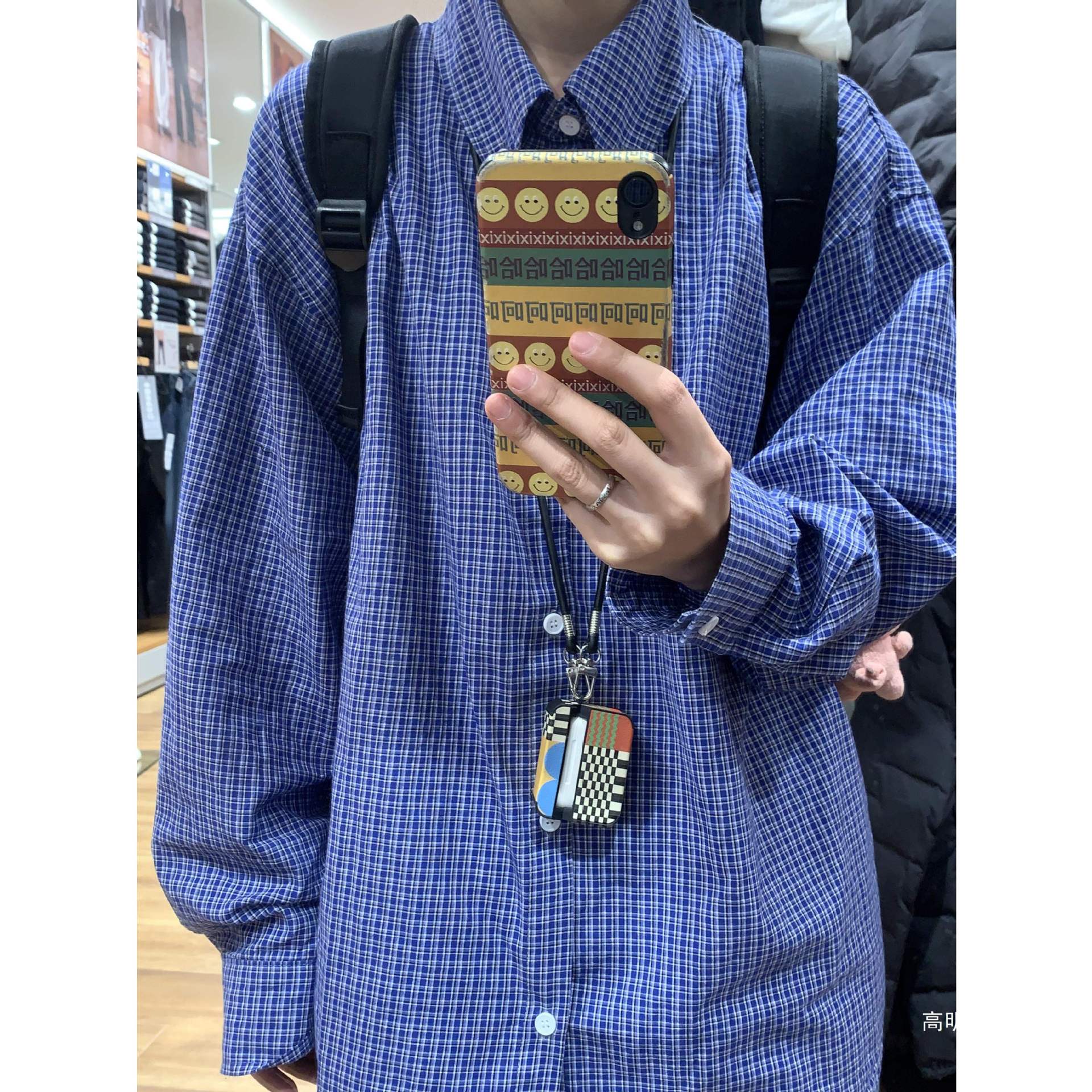 Spring/Summer American Retro Classic Plaid Shirt, Blue Lazy Long-Sleeved Shirt, Unisex Versatile Loose Plaid Jacket