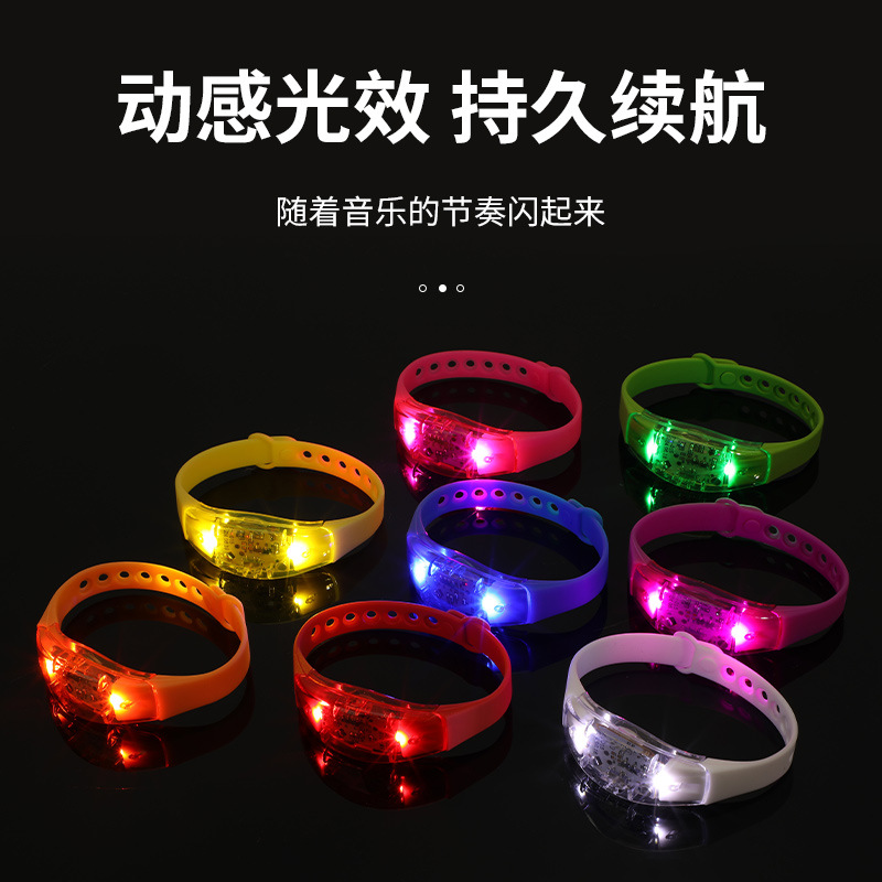 Pulsera luminosa de silicona led al por mayor, barra de música, concierto de vítores, pulsera luminosa multicolor, apoyo