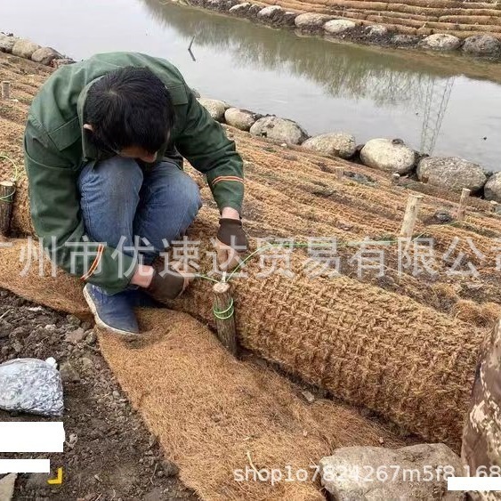 河道治理植被卷生态棒环保护堤生态棒椰网椰棕榈网椰丝毯