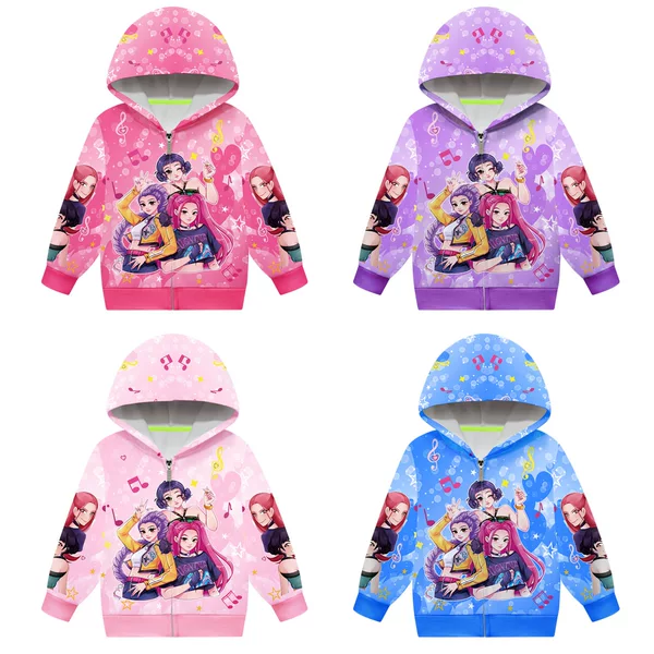Children's Outwear Cospla Witch Hunter Group Versatile Kidsren's Clothing Girls Zipper Hooded Pullover Jacket 793