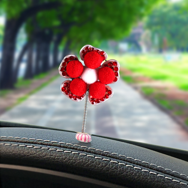 2025 adornos creativos para automóviles sacudiendo la cabeza, flores de perlas, conchas, flores, diamantes, decoraciones de automóviles para niñas lindas