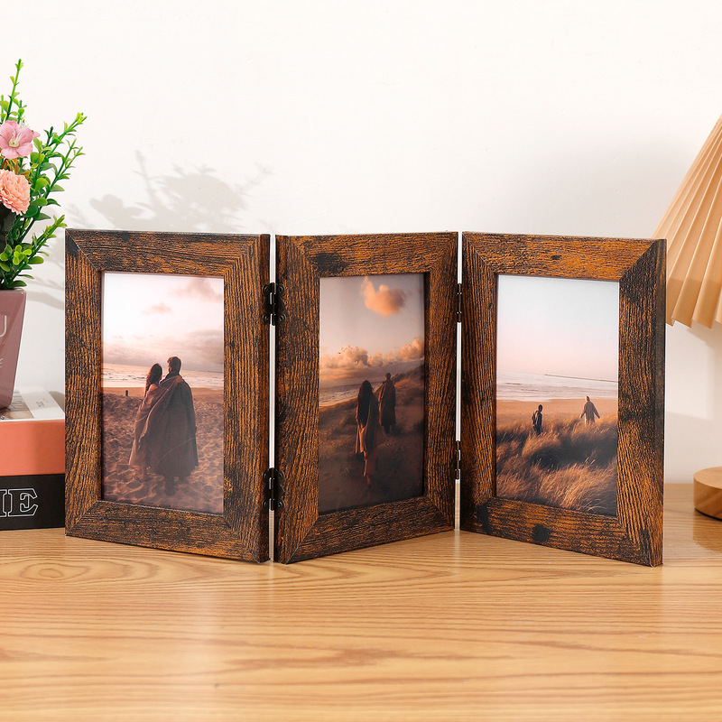 Amazon Combination Hinge Photo Frame Table 6-inch Triple Small Photo Frame Home Wall Decoration Frame Cross-border