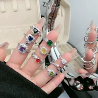 Модная вставка с камнем с цирконами, кольцо одного размера, изысканный стиль, стиль легкой роскоши