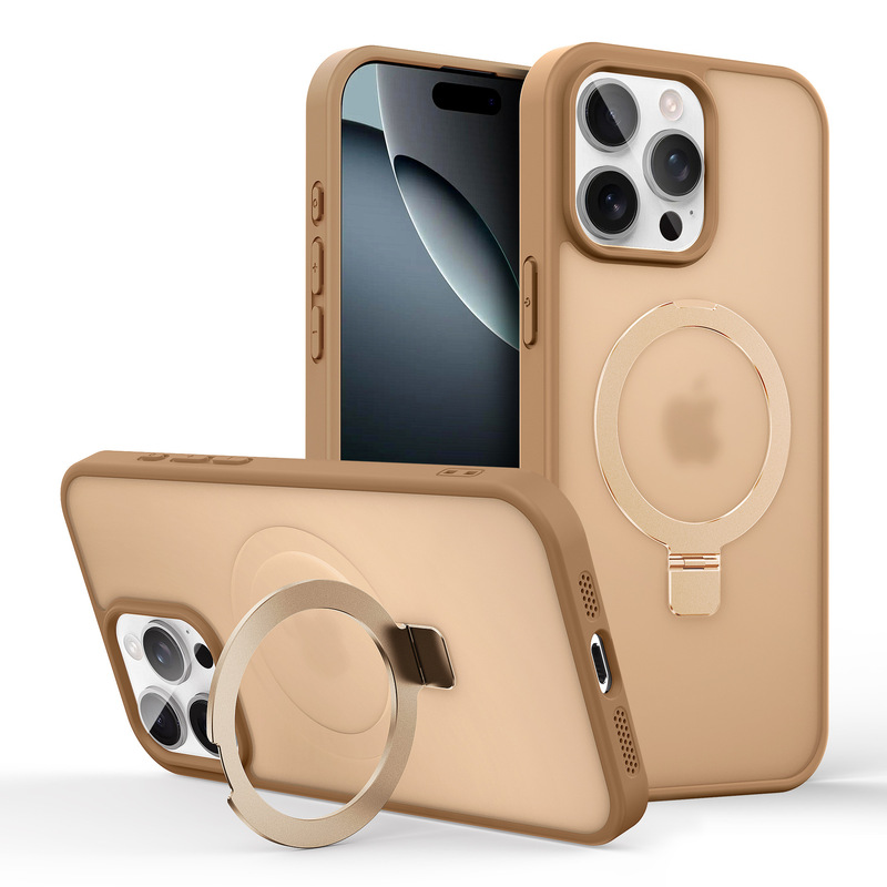 适用iPhone16promax手机壳磁吸支架肤感磨砂防摔苹果15保护套高级|undefined