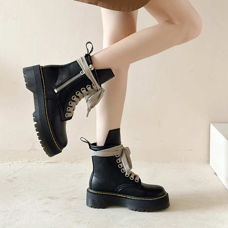 Herbst- und Winteroberbekleidung, runde Zehen, quadratischer Absatz, Autonähte, Motorradstiefel, trendige, coole, hübsche kurze Damenschuhe_voghion.com