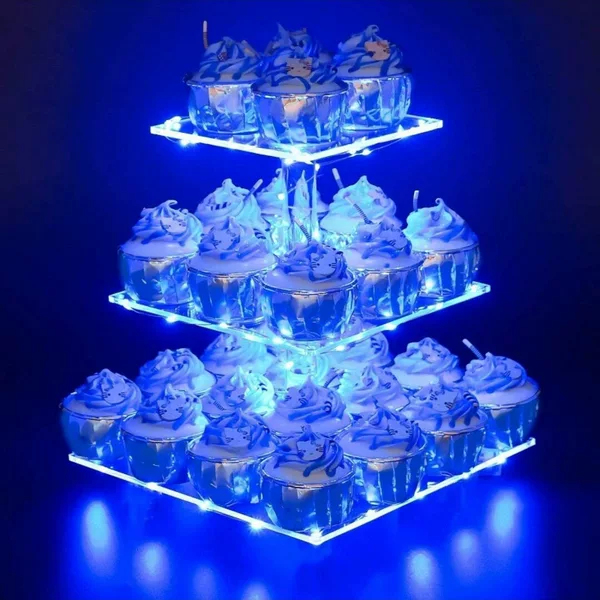 Weave 617-618 4 Layers/3 Layers Acrylic Cupcake Stand with LED Light Cupcake Stand Perfect For