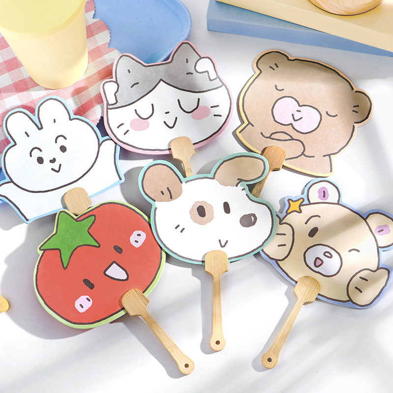 Club de investigación de rituales Mini abanico de papel de forma especial Isla Bubum Animales lindos Abanico de grupo para niños Ventilador pequeño para niños portátil