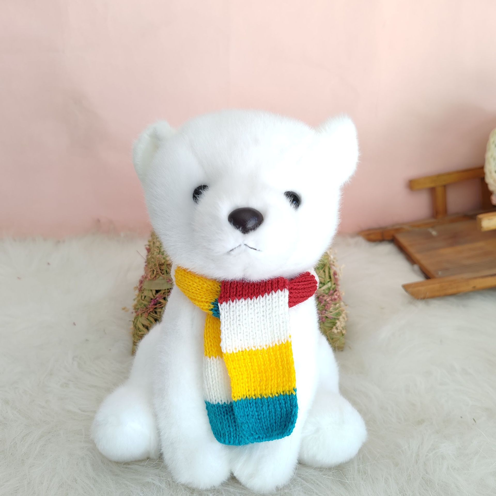 Linda muñeca de oso de babero, juguete de peluche, almohada de confort, máquina de agarre, muñeca de trapo, muñeca de oso de peluche, regalo de cumpleaños para mujer