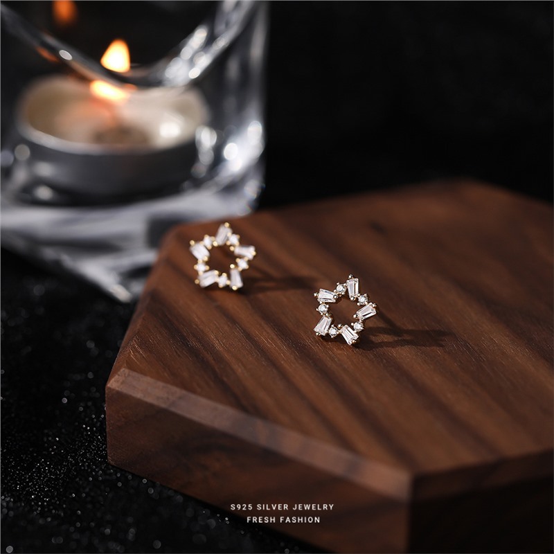 Orecchini a lobo stella zircone argento puro gioiello lusso donna_voghion.com