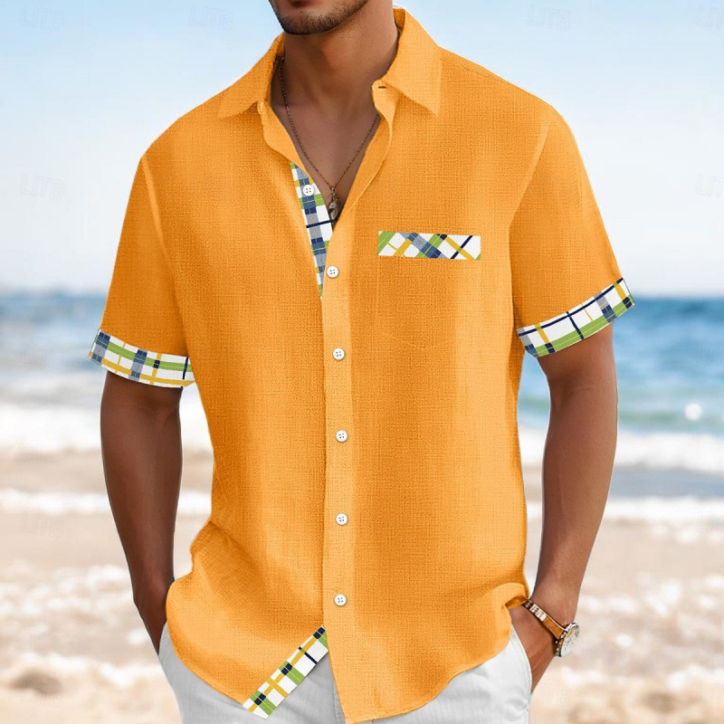 2026 Summer Men's Hawaiian Style Shirt 3D Digital Print Light Casual Short-Sleeved Vacation Style Top Cross-Border