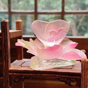 Dongmei Twelve Flower Gods Peach Blossom Tea Set Master Cup Set Tea Room Desktop Ornaments Ancient Glass